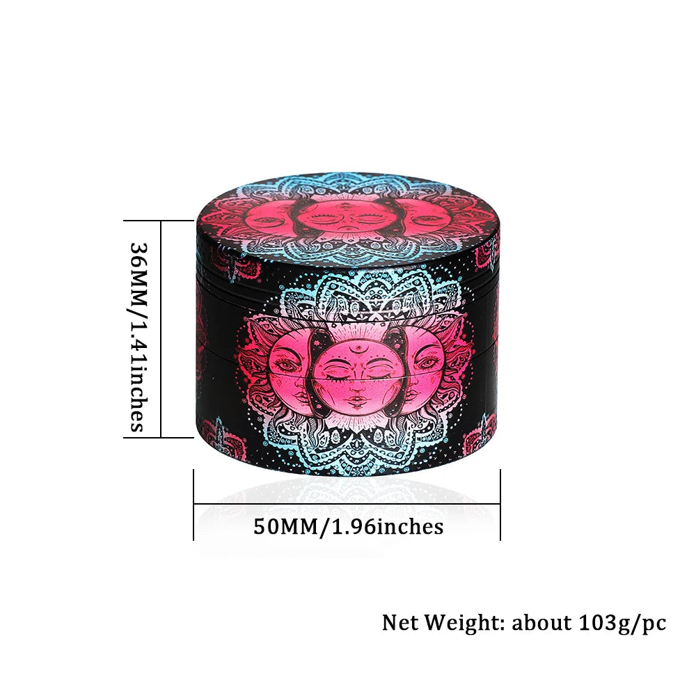 50mm Sun Girl Bohemian Grinder 4-layer Metal Grass Herb Crusher